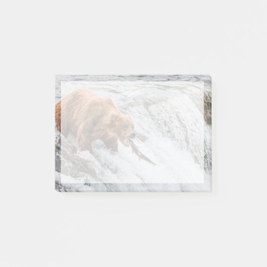Post-it® Brown Bear Catches Red Salmon (Devant)