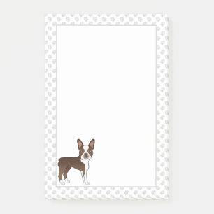 Post-it® Brown Et Blanc Boston Terrier Cartoon Chien & Pâte
