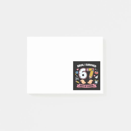 Post-it® Bruh j'ai survécu 67 jours d'école (Devant)