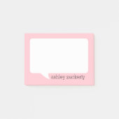 Post-it® Bubble de discussion rose et noire Nom personnalis (Devant)