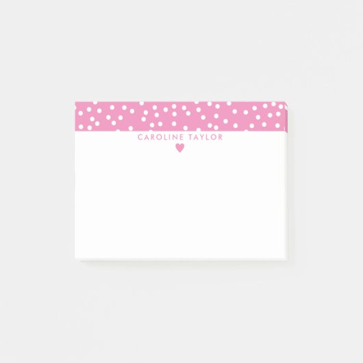 Post-it® Bubblegum Pink Coeur & Dots mignon fille (Devant)