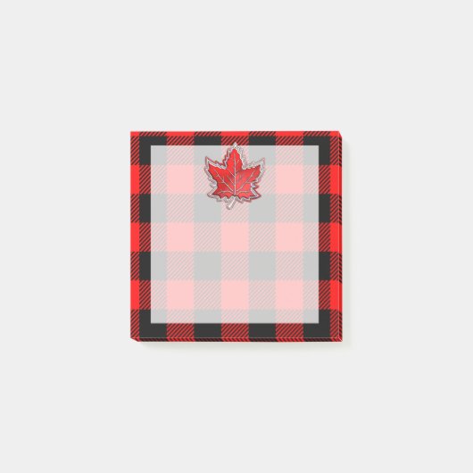 Post-it® Buffalo Check Feuille d'érable rouge et noire (Devant)