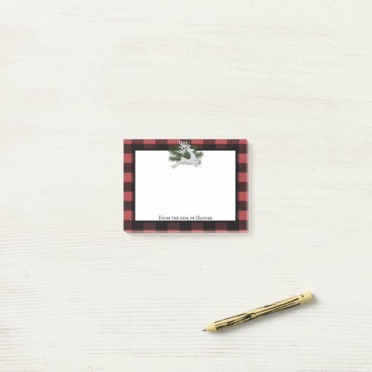 Post-it® Buffle de rennes Plaid personnalisé (Sur un bureau)