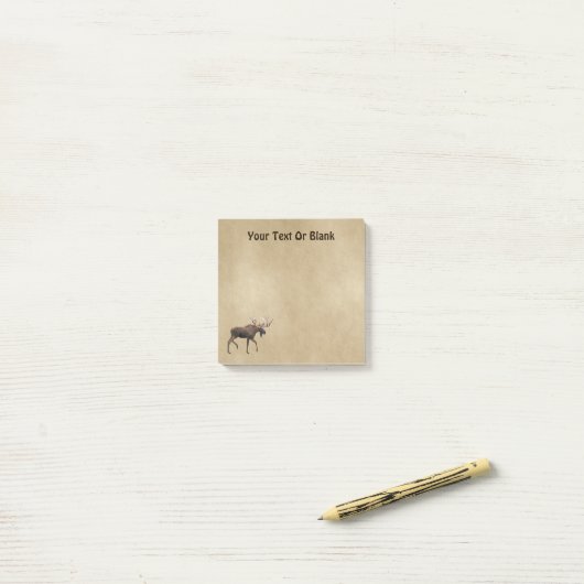 Post-it® Bull Moose Sur Ancien Papier (Sur un bureau)