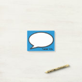 Post-it® Bulle de bande dessinée bleu Merci (Sur un bureau)