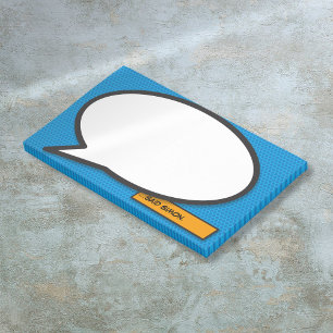 Post-it® Bulle de bande dessinée bleue nom personnalisé