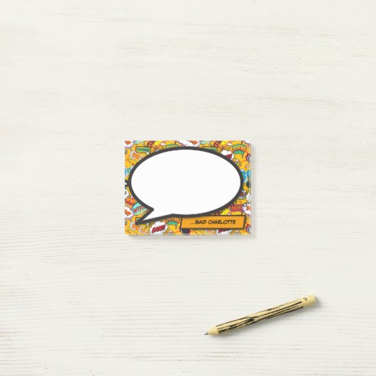 Post-it® Bulle de discours de bande dessinée moderne (Sur un bureau)