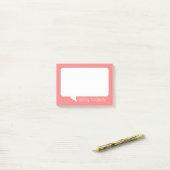 Post-it® Bulle de discussion corail et blanc Nom personnali (Sur un bureau)