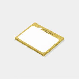 Post-it® Bulle de discussion en or et blanc Nom personnalis