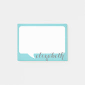 Post-it® Bulle de discussion turquoise et blanche avec nom  (Devant)