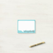 Post-it® Bulle de discussion turquoise et blanche avec nom  (Sur un bureau)