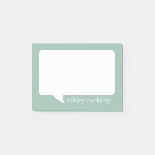 Post-it® Bulle de discussion verte et blanche avec nom (Devant)