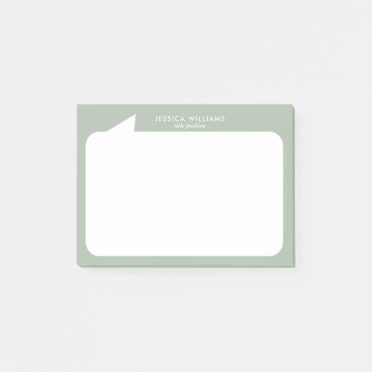 Post-it® Bulle de discussion verte et blanche Nom personnal (Devant)