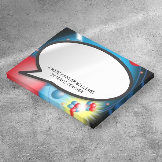 Post-it® Bulle de texte de parole divisant l'atome Professe
