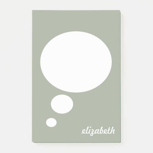 Post-it® Bulle Parler Vert & Blanc Nom personnalisé (Devant)