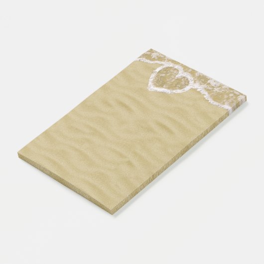 Post-it® Bulles d'eau en forme de coeur sur la plage (Incliné)