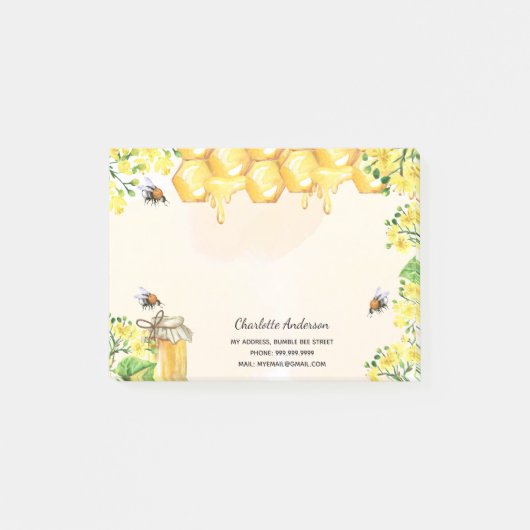 Post-it® Bumble abeilles miel fleurie jaune entreprise (Devant)