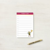 Post-it® Bumblebebe mignonne moderne sur bordeaux & blanc (Sur un bureau)