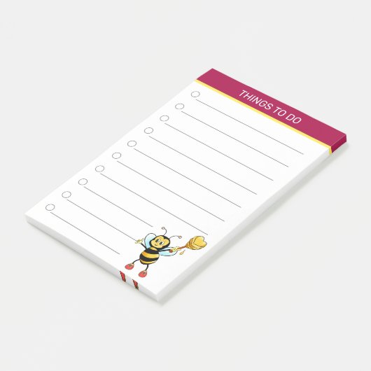 Post-it® Bumblebebe mignonne moderne sur bordeaux & blanc (Incliné)