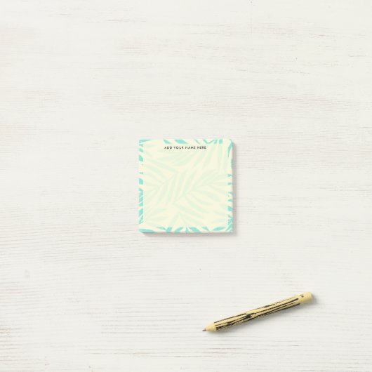 Post-it® Bureau de Feuilles Boho Pastel Blue Palm (Sur un bureau)