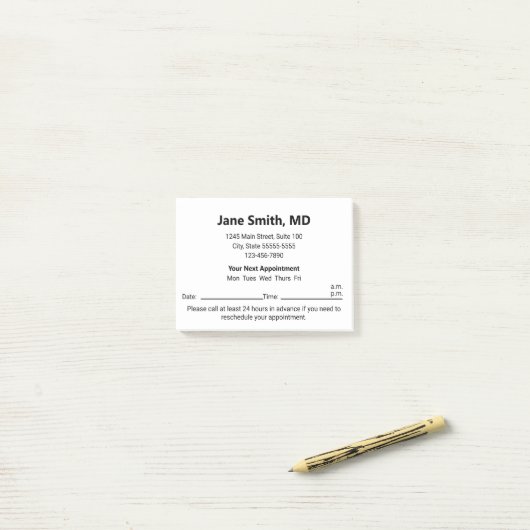 Post-it® Bureau des médecins Noir Blanc Votre prochain rend (Sur un bureau)