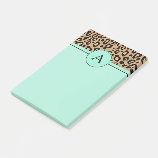 Post-it® Bureau Monogramme Leopard Turquoise Notes (Incliné)