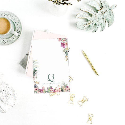Post-it® Bureau Personnalisé Tropical Monogram Floral