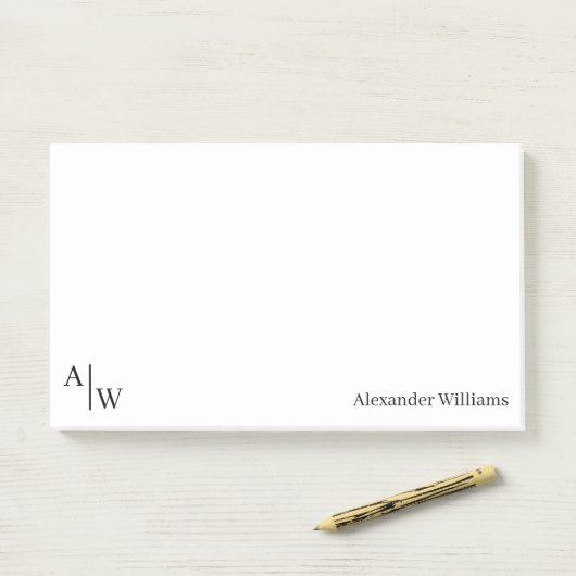 Post-it® Bureau professionnel initial de 2 monogrammes élég (Sur un bureau)