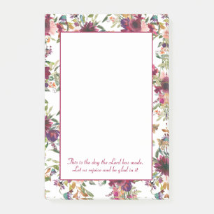 Post-it® Burgundy Blush rose Floral Bible chrétienne Verse
