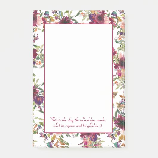 Post-it® Burgundy Blush rose Floral Bible chrétienne Verse (Devant)