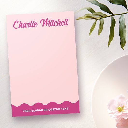 Post-it® Burgundy rose texte rétro bordure ondulée nom pers