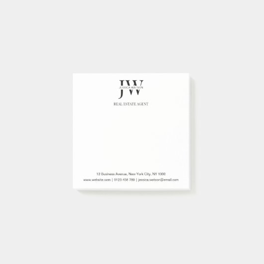 Post-it® Business Address Monogram Real Estate Business (Devant)
