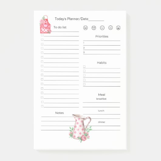 Post-it® Buts quotidiens, planification, repas pour le cuis (Devant)