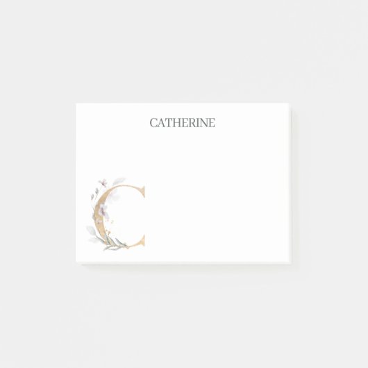 Post-it® C Monogramme Floral Personnalisé (Devant)