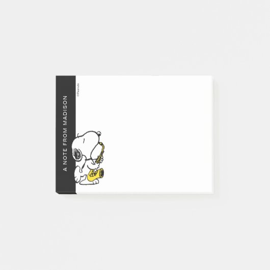 Post-it® cacahuètes | Lecteur Snoopy Saxophone (Devant)