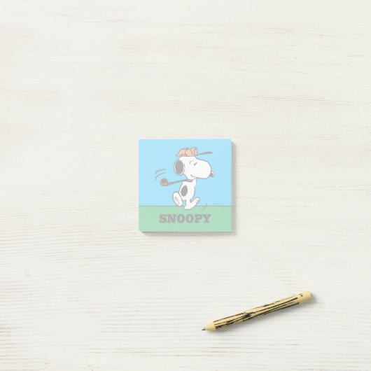 Post-it® cacahuètes | Snoopy Golf Swing (Sur un bureau)