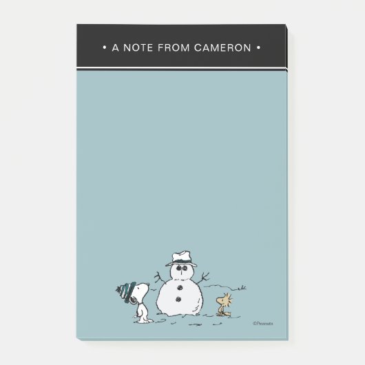Post-it® cacahuètes | Snoopy & Woodstock Snowman | Ajouter (Devant)