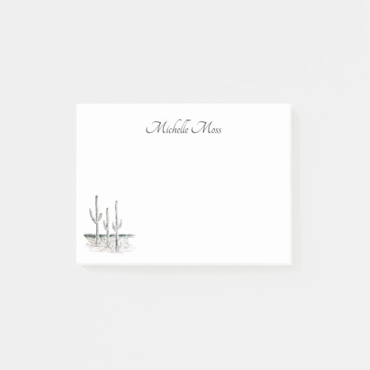 Post-it® Cactus du désert Botanique Noir Blanc (Devant)