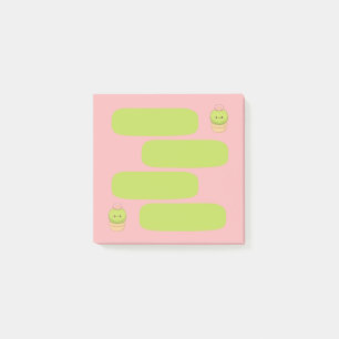 Post-it® Cactus Kawaii Mignon Rose 3x3 Bulle de Texte Post-