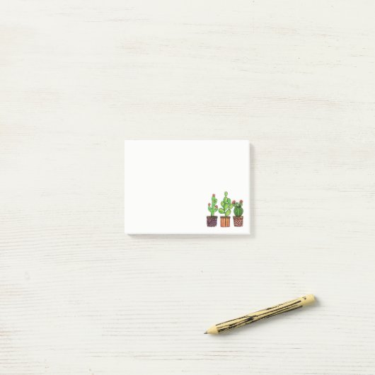 Post-it® Cactus mignon d'aquarelle dans des pots (Sur un bureau)