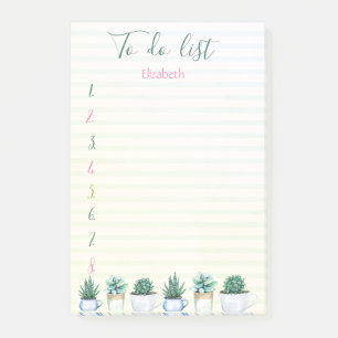Post-it® Cactus Succulent Green Striped To Do List