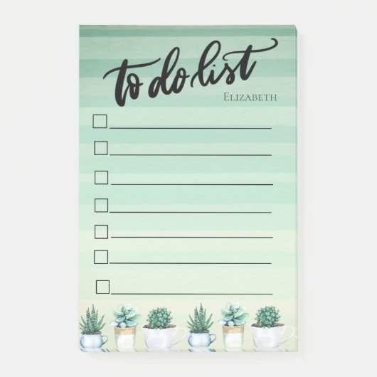Post-it® Cactus, Succulents Green To Do List (Devant)