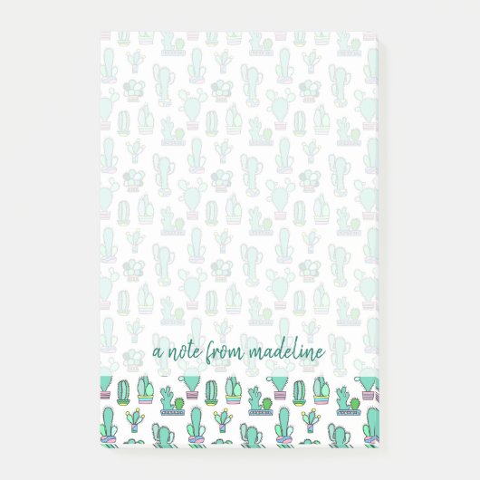 Post-it® Cactus vert à la menthe et Motif Plante succulent (Devant)
