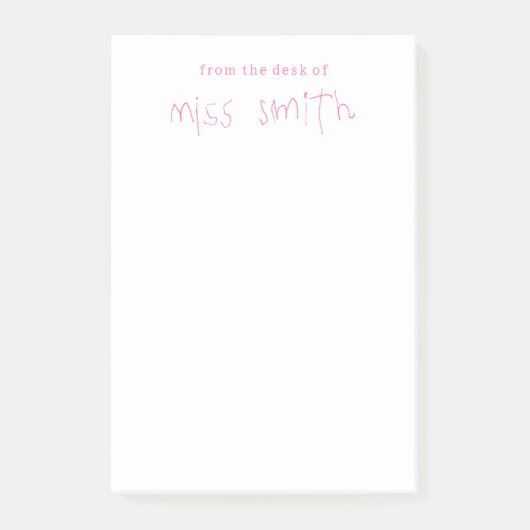 Post-it® Cadeau avec le nom de l'enseignant d'écriture manu (Devant)