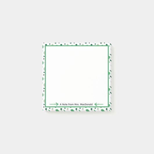 Post-it® Cadeau d'appréciation de professeur à pois verts (Devant)
