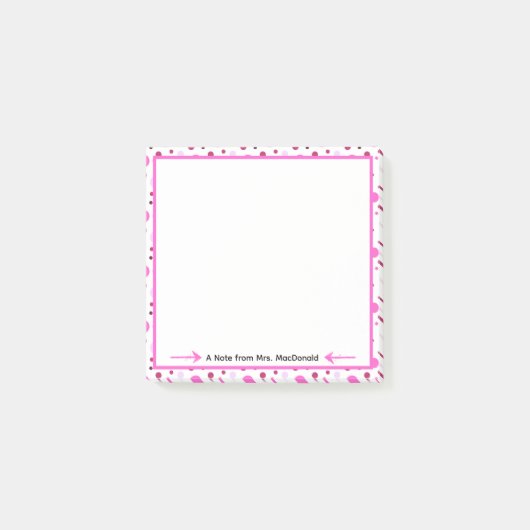 Post-it® Cadeau d'appréciation pour enseignant à pois roses (Devant)