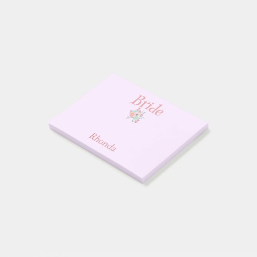 Post-it® Cadeau de faveur de mariée rose et bleu (Incliné)