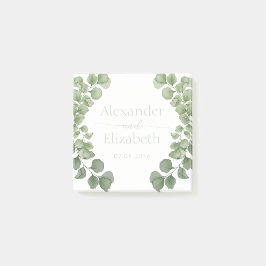 Post-it® Cadeau de mariage écriture verte sauge eucalyptus (Devant)