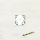 Post-it® Cadeau de mariage écriture verte sauge eucalyptus (Sur un bureau)