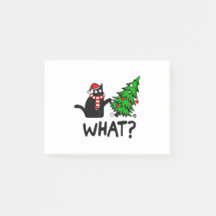 Post-it® Cadeau drôle de chat noir poussant l'arbre de Noël